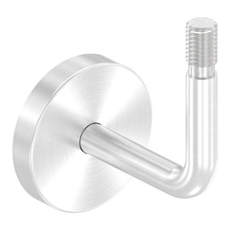 Nerezový držiak madla 12 mm s vonkajším závitom M12, platnička 60x3mm so 6 otvormi o8 mm s krycou rozetou, odstup od steny 66 mm, zvarený, 1.4301