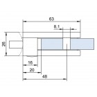 Úchyt skla 63 x 45 x 28 mm