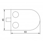 Úchyt skla 63 x 45 x 30 mm