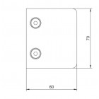 Úchyt skla 60 x 70 x 45 mm