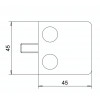 Úchyt skla 45 x 45 x 26 mm